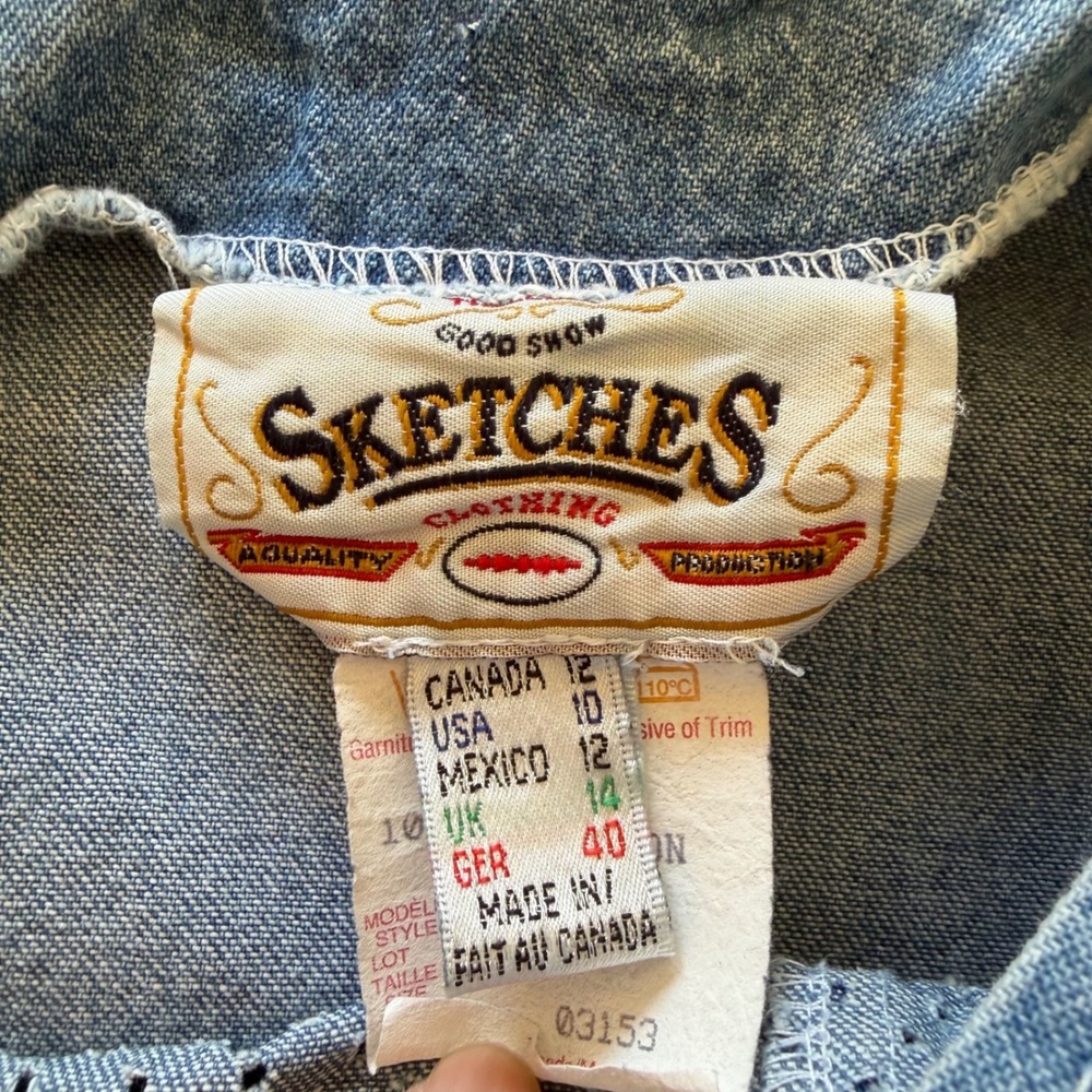 Sketches Clothing Vintage 100% Cotton Denim Eyelet Detailed Maxi Dress Size 10 - Picture 5 of 8